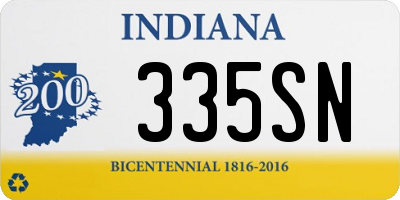 IN license plate 335SN