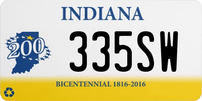 IN license plate 335SW