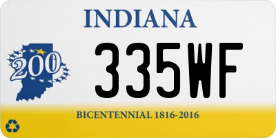 IN license plate 335WF