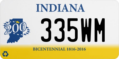 IN license plate 335WM