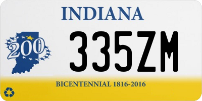 IN license plate 335ZM