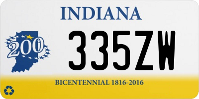 IN license plate 335ZW