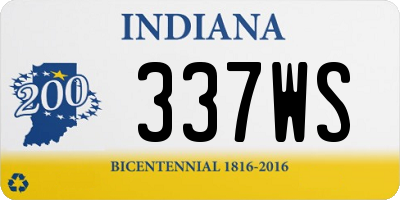 IN license plate 337WS