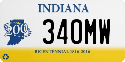 IN license plate 340MW