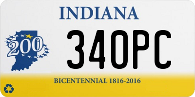 IN license plate 340PC