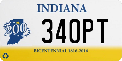 IN license plate 340PT