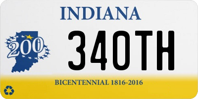 IN license plate 340TH