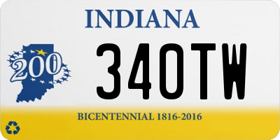 IN license plate 340TW