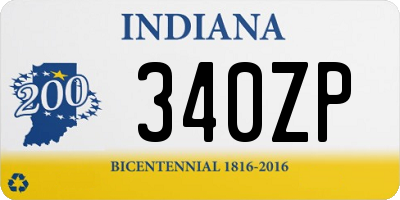 IN license plate 340ZP