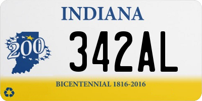 IN license plate 342AL
