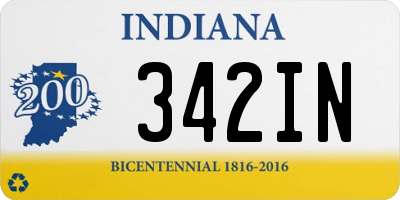 IN license plate 342IN