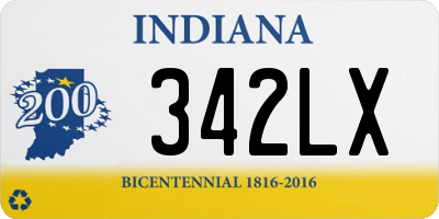 IN license plate 342LX