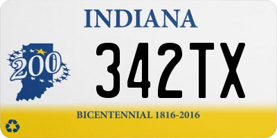 IN license plate 342TX