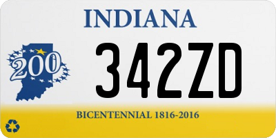 IN license plate 342ZD