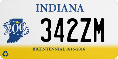 IN license plate 342ZM