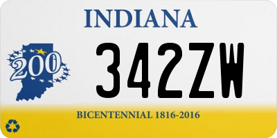 IN license plate 342ZW