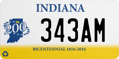 IN license plate 343AM