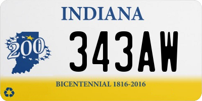 IN license plate 343AW