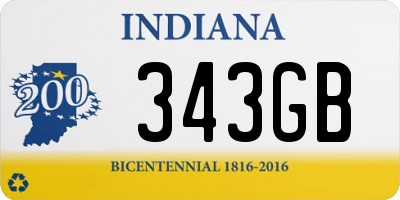 IN license plate 343GB