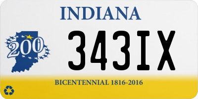 IN license plate 343IX