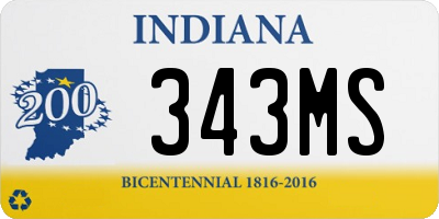 IN license plate 343MS