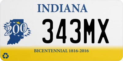 IN license plate 343MX