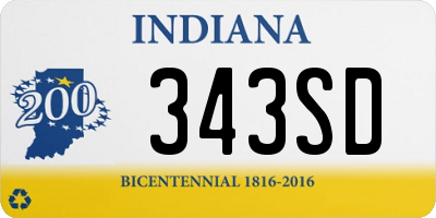 IN license plate 343SD