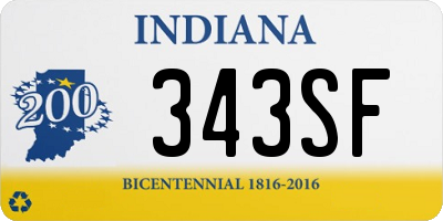 IN license plate 343SF