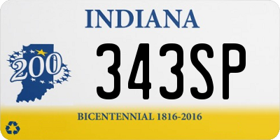 IN license plate 343SP