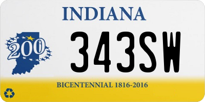 IN license plate 343SW