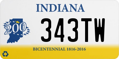 IN license plate 343TW