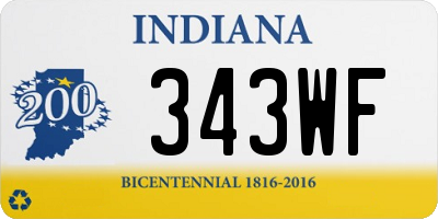 IN license plate 343WF