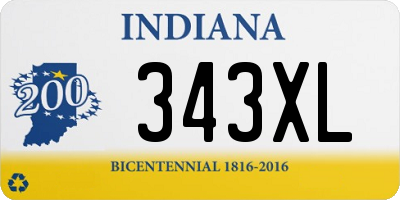 IN license plate 343XL