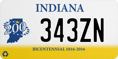 IN license plate 343ZN