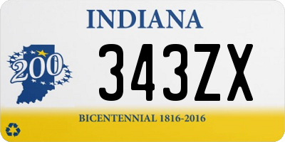 IN license plate 343ZX