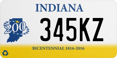 IN license plate 345KZ