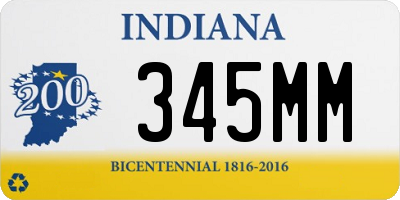 IN license plate 345MM