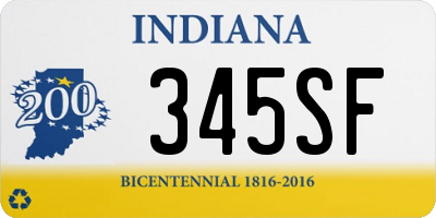 IN license plate 345SF