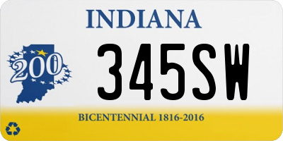 IN license plate 345SW