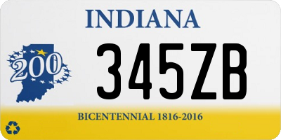 IN license plate 345ZB