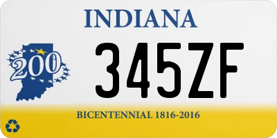 IN license plate 345ZF