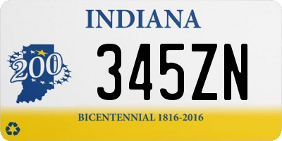 IN license plate 345ZN