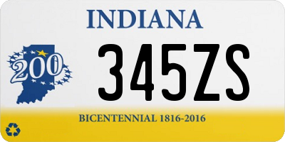 IN license plate 345ZS