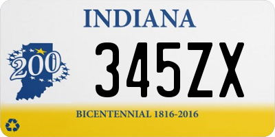 IN license plate 345ZX