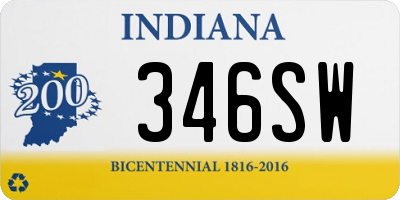 IN license plate 346SW