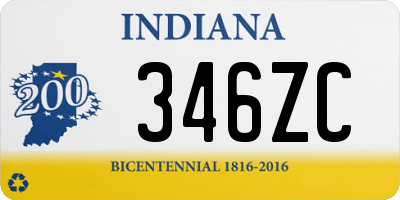 IN license plate 346ZC