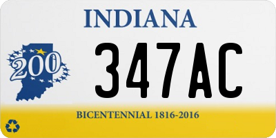 IN license plate 347AC