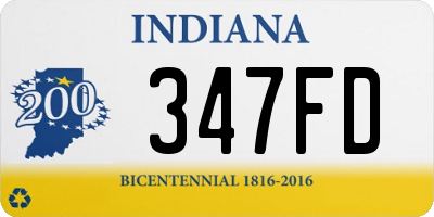 IN license plate 347FD