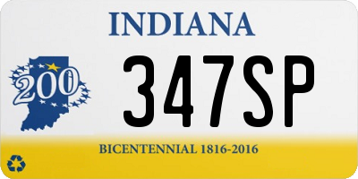 IN license plate 347SP