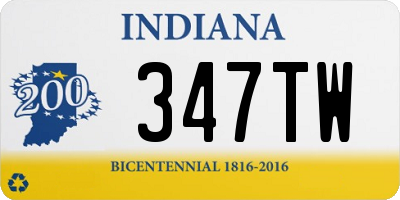 IN license plate 347TW